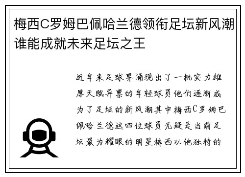 梅西C罗姆巴佩哈兰德领衔足坛新风潮谁能成就未来足坛之王